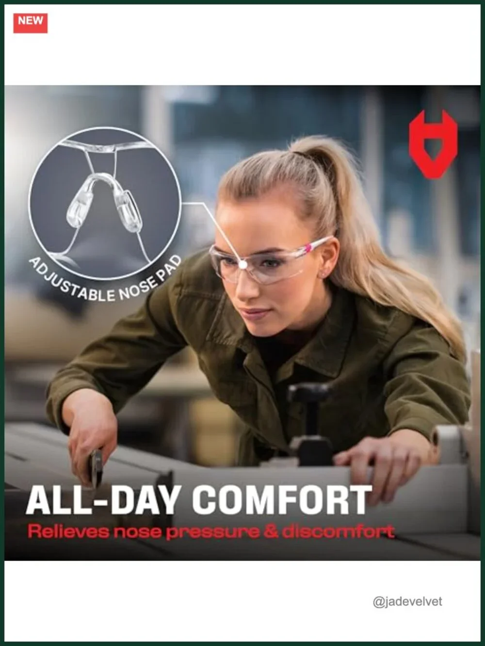 Clear Safety Glasses for Women with Adjustable Frames, Anti-Fog, Scratch